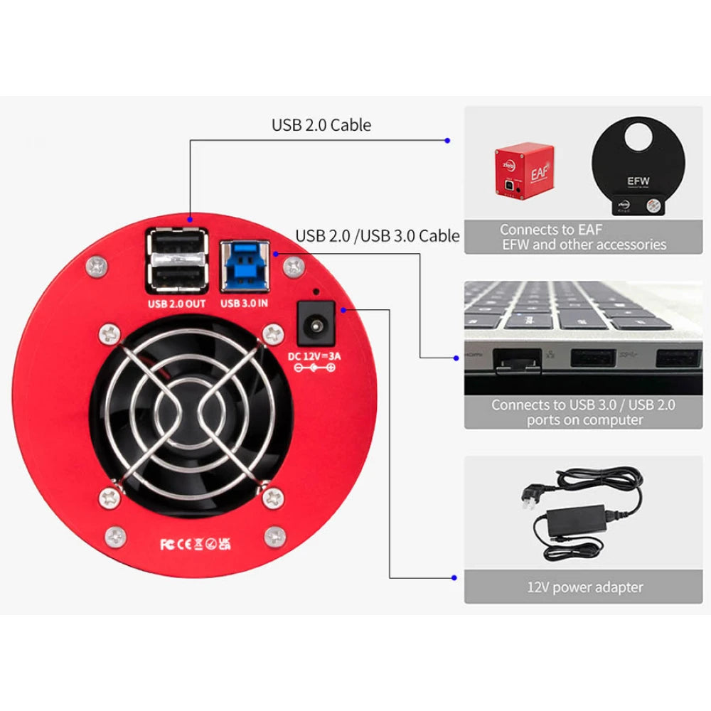 ZWO ASI2600MM DUO Monochrome APS-C CMOS USB3.0 Deep Sky Imager Camera with Built-In Guiding Sensor - Vega Vision