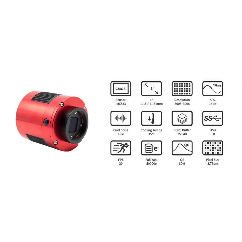 ZWO ASI533MC PRO COOLED Colour 1" CMOS USB3.0 Deep Sky Imager Camera - Vega Vision