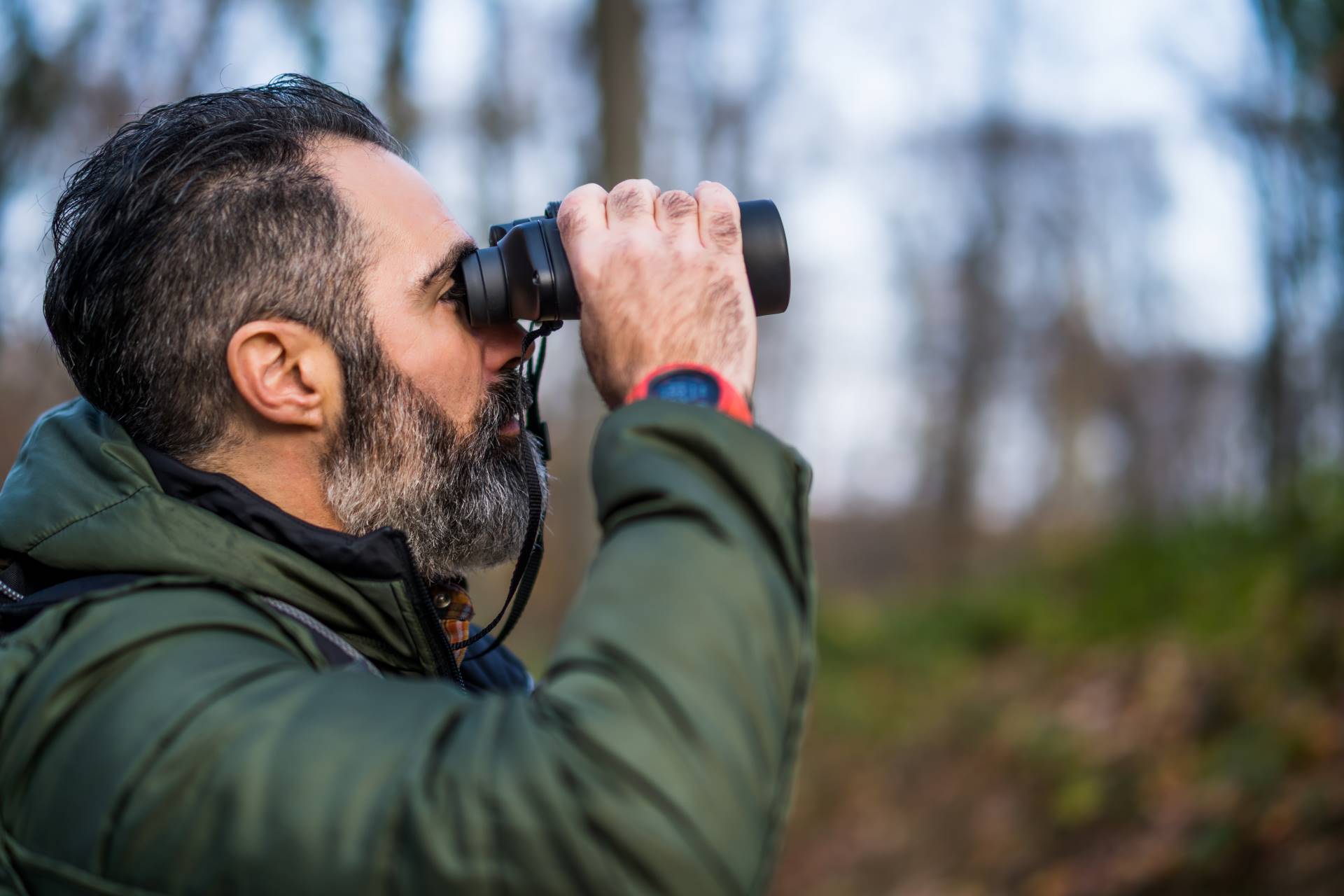 Man using binocular