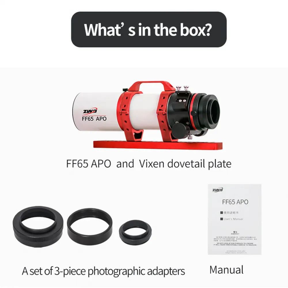 ZWO FF65 65mm f/6.4 APO Quintuplet Refractor Telescope - Vega Vision