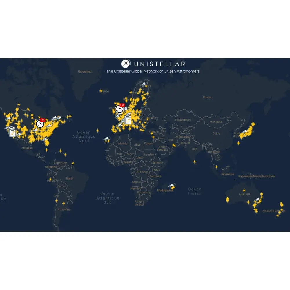 Map showing the distribution of users in the Unistellar Global Network of Citizen Astronomers for the eQuinox 2 smart telescope