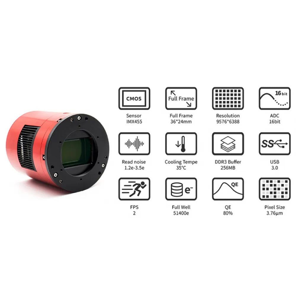 ZWO ASI6200MM PRO COOLED FULL FRAME Monochrome Deep Sky Imaging Camera - 62MPixels - Vega Vision
