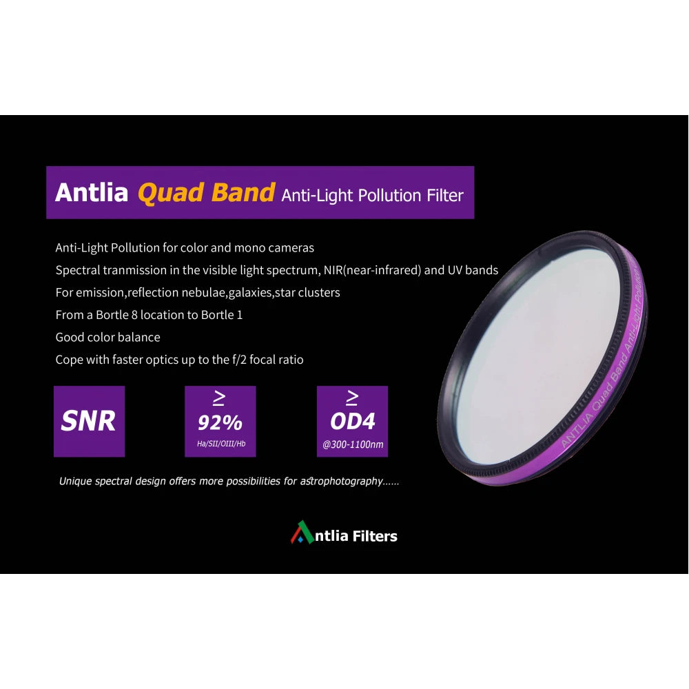 ANTLIA QUAD Band Semi-narrowband Light Pollution Filter 2&quot; - Vega Vision