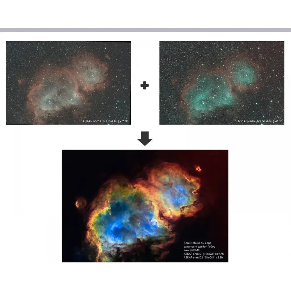 Askar ColourMagic 6nm Deep-Sky Duo Narrowband Imaging Filter D Filter Set - D1 (OIII + Ha) and D2 (OIII + SII) 2"