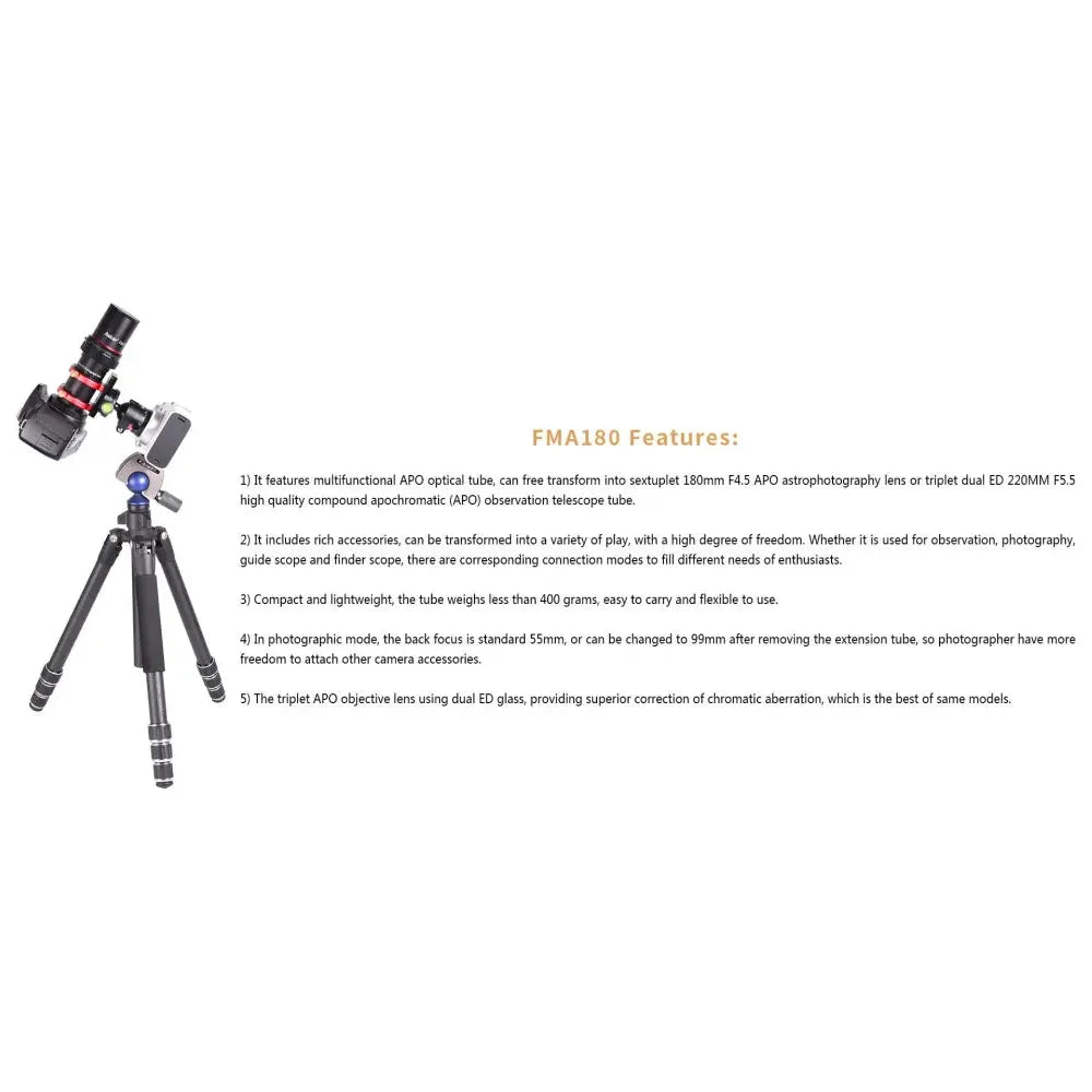 ASKAR FMA F180 f/4.5 Astrograph Camera Lens - Triplet APO Refractor Telescope with f/4.5 reducer