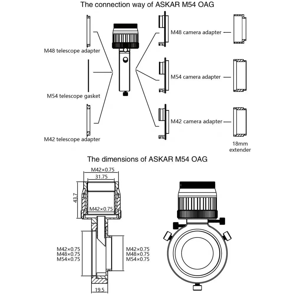 ASKAR M54 OAG - Off Axis Guider Adapter