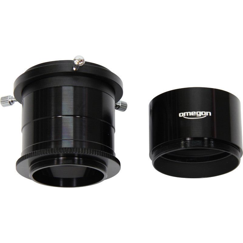 Omegon Apochromatic Refractor Pro APO AP 104/650 ED OTA with field flattener attachment, designed to correct optical aberrations and ensure uniform sharpness across the entire field of view for astrophotography