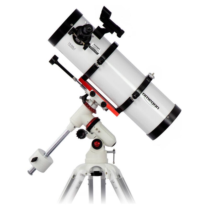 Omegon Telescope Advanced 130/650 EQ-320 - Image depicts a complete telescope with mount and tripod - A versatile 5-inch aperture refractor telescope, equipped with an EQ-320 mount for stable tracking. Ideal for amateur astronomers seeking crisp views of the cosmos