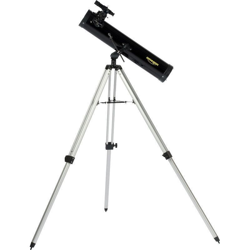 Omegon Telescope N 76/700 AZ-1 - A over vview of the easy to set up telescope on its tripod ready to observe the nights sky