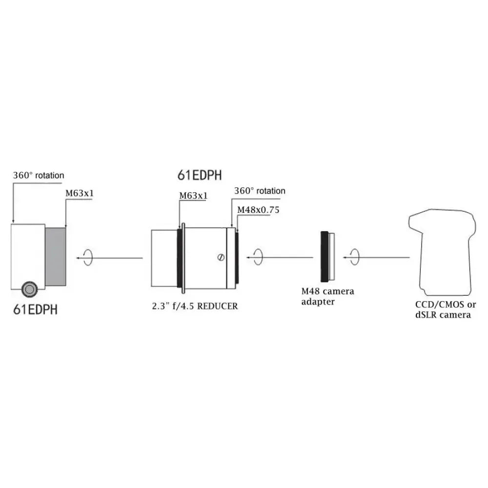 Sharpstar 0.8x Reducer and Flattener for FULL FRAME Cameras for Sharpstar 61EDPH Telescope - M48 Camera Connection - Vega Vision