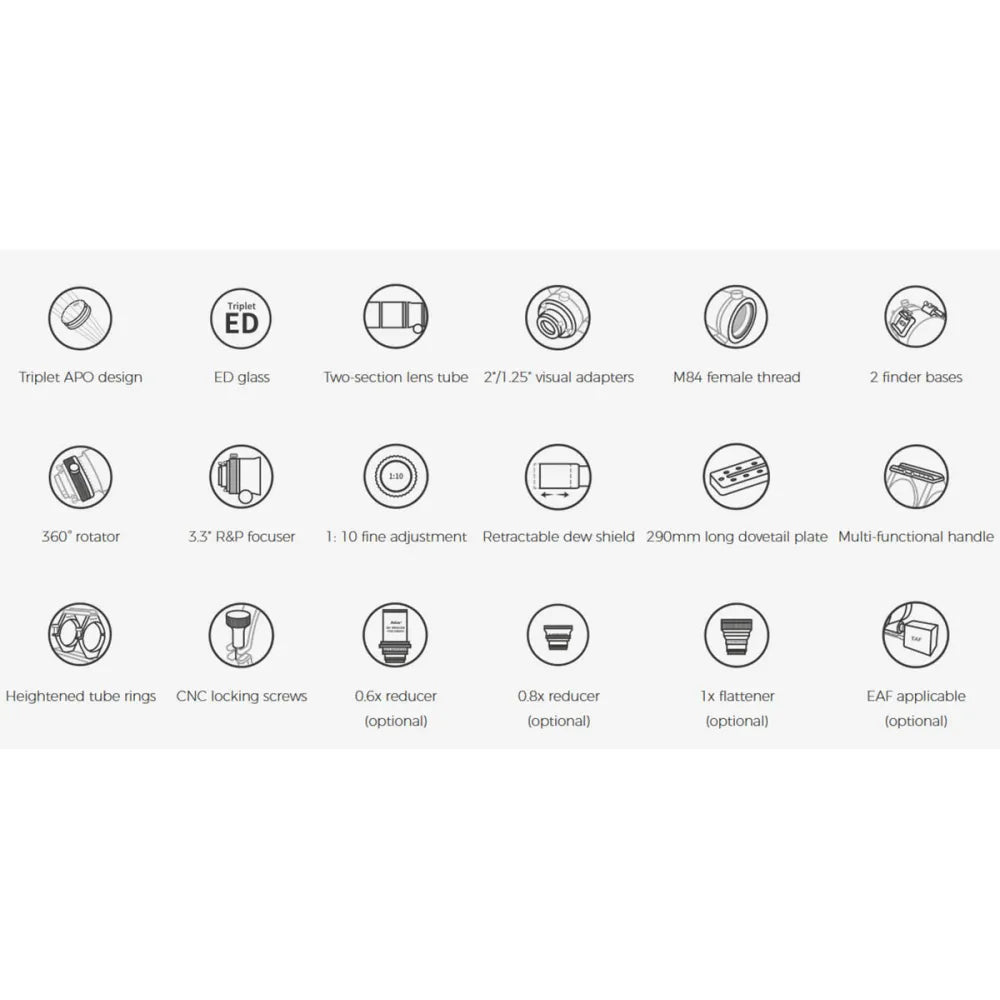 ASKAR 103APO Triplet f/6.8 APO Refractor Telescope with 1x Flattener, 0.8x Reducer and 0.6x Reducer - Vega Vision