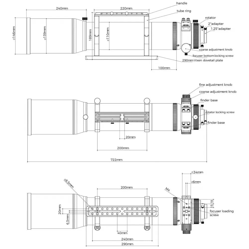 ASKAR 120APO Triplet f/7 Apochromatic Refractor Telescope with 0.8x Reducer/Flattener - Vega Vision