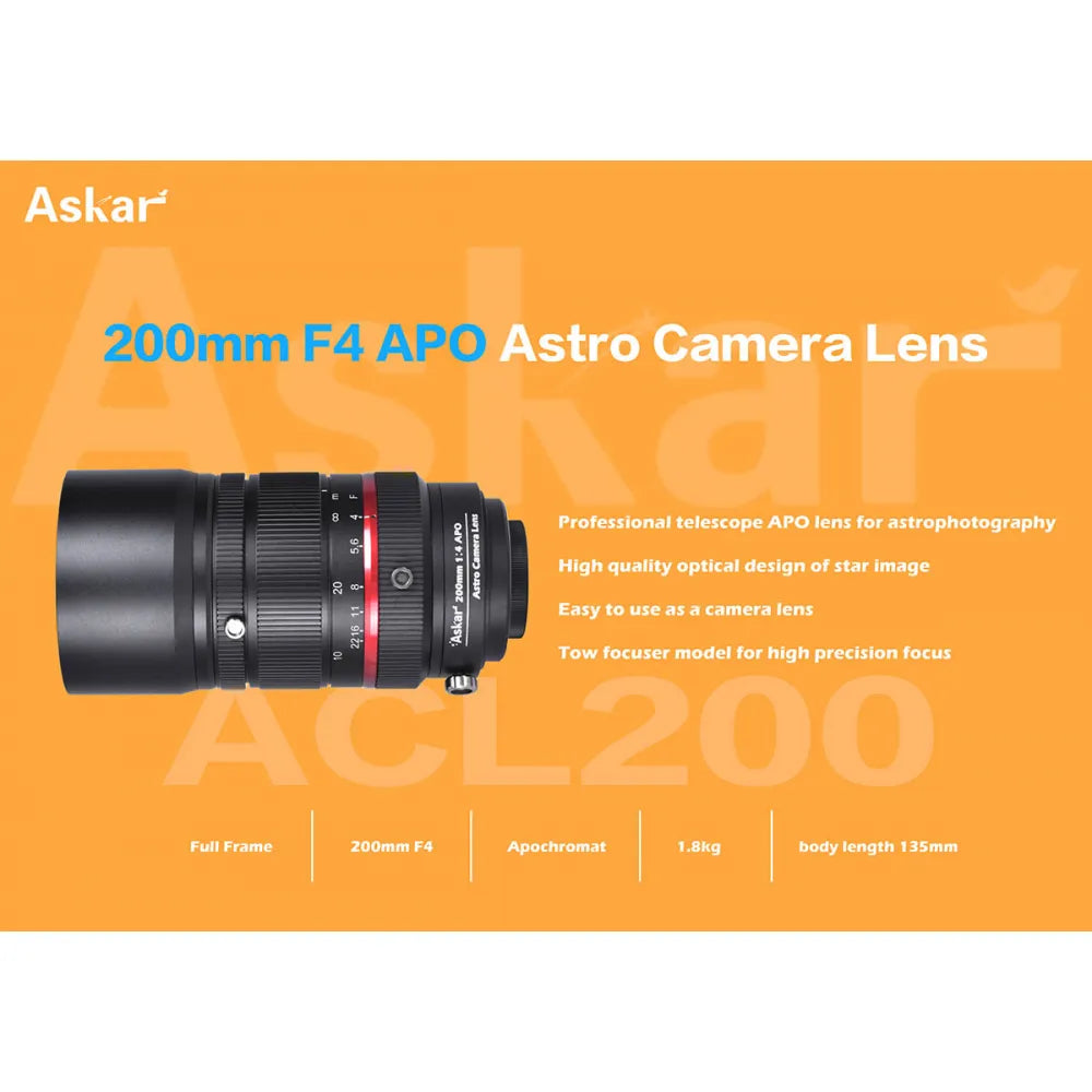ASKAR ACL200 200mm f/4 Professional Sextuplet APO Astro Camera Lens (ACL) Mark II - Vega Vision