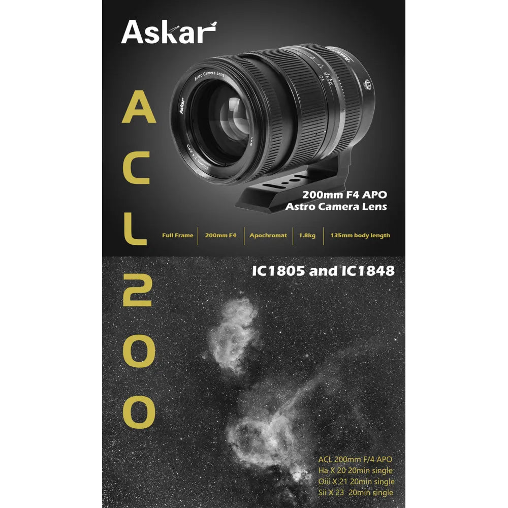 ASKAR ACL200 200mm f/4 Professional Sextuplet APO Astro Camera Lens (ACL) Mark II - Vega Vision