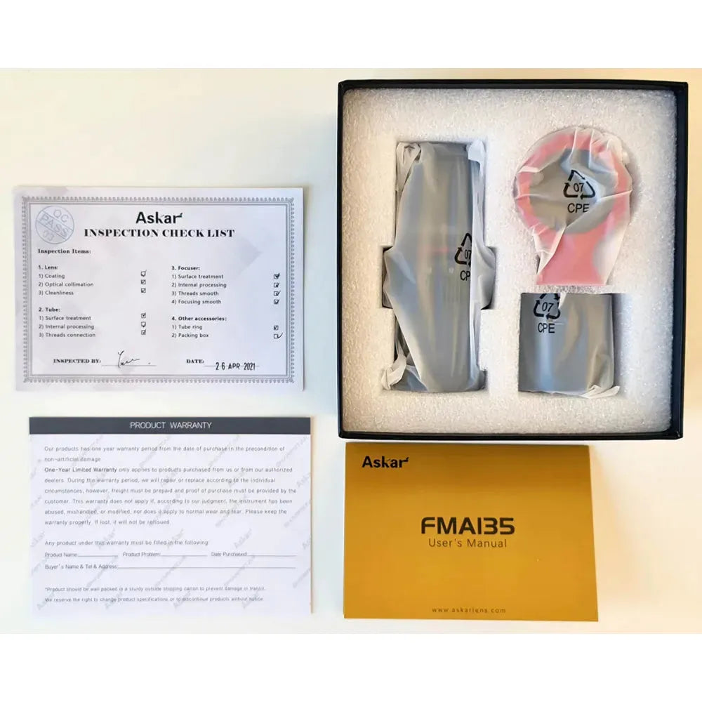 ASKAR FMA F135 f/4.5 Astrograph Telephoto Camera Lens - Sextuplet APO Refractor Telescope / Guidescope / Finderscope - Vega Vision