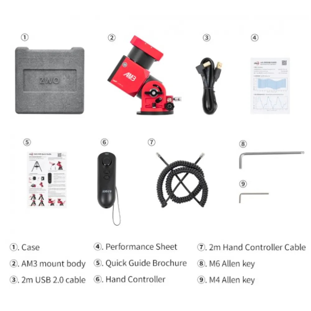 ZWO AM3 Harmonic Drive AZ-EQ Dual-Purpose Mount - up to 8kg - 13kg Payload - with TC40 CF Tripod
