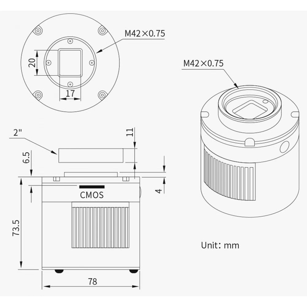 ZWO ASI585MM-PRO USB3.0 Cooled Monochrome CMOS Camera